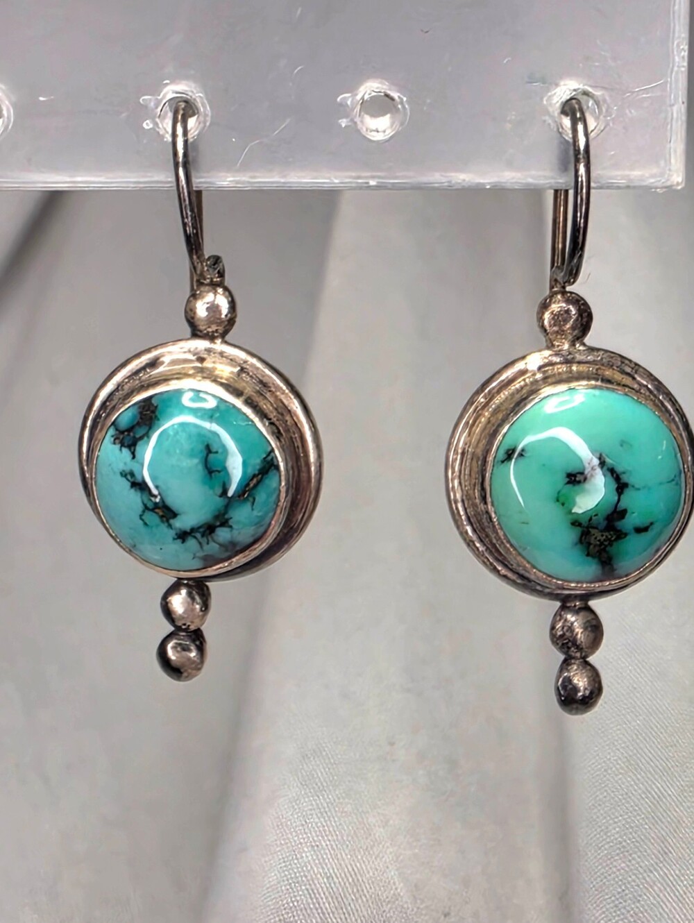 Sterling Silver Turquoise Drop Earrings - Turquoise Color